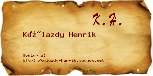 Kálazdy Henrik névjegykártya